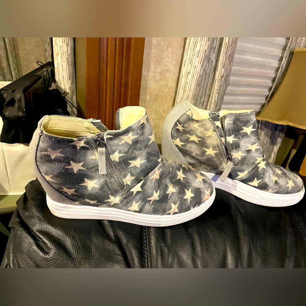 Not Rated wedge sneakers. Size 9.5 ladies. Worn 1 time